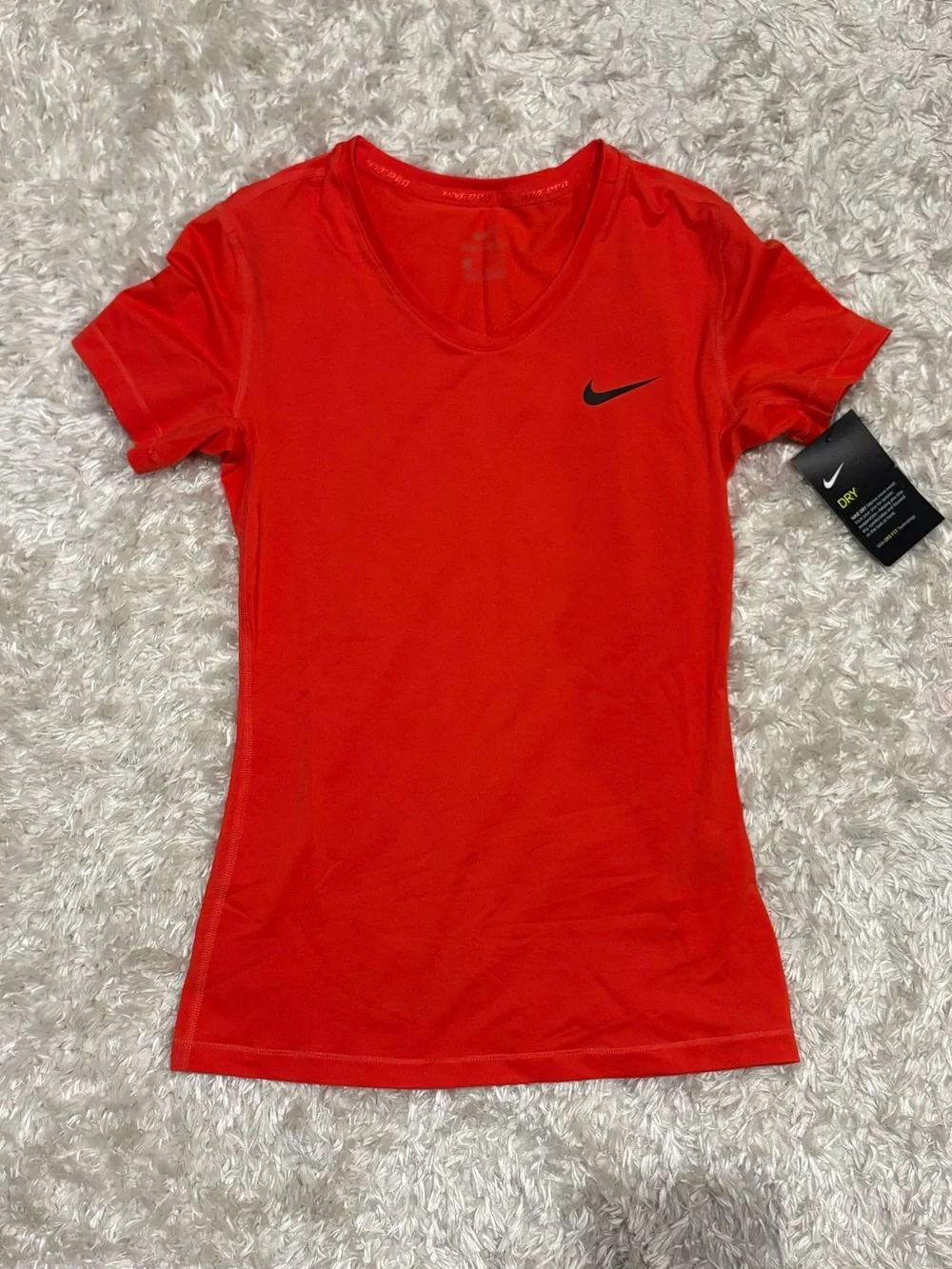 Nike Pro Fire Red / Blood Orange Short Sleeve Performance Tee Dri Fit Running